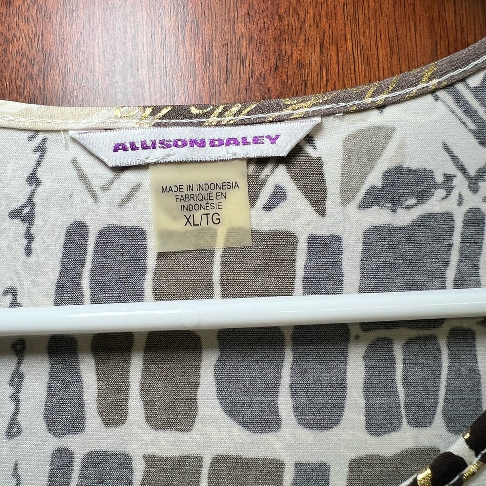Allison Daley Print 3/4 Sleeve Crew Neck Knit Top NWOT Size XL - Picture 3 of 6